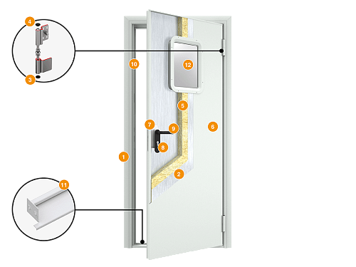 Конструкция Техническая дверь DoorHan 880х2050 правая